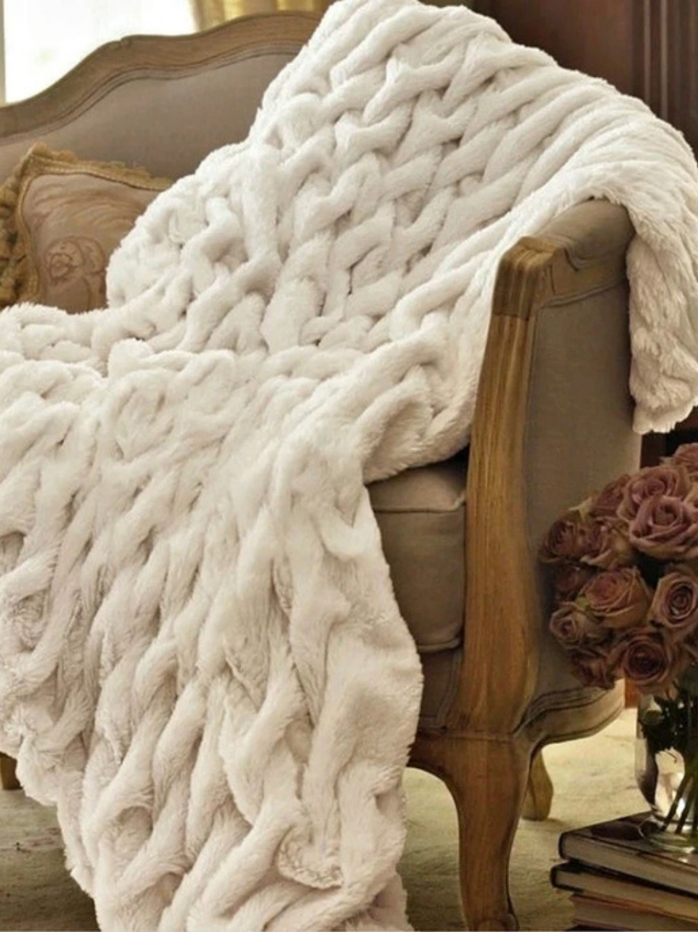 Soft Surroundings La Parisienne Faux Fur Throw White